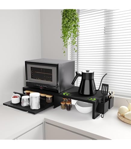 Amazon.co.jp: レンジ下収納ラック 引き出し付き 炭素鋼スライド